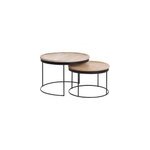 Tables basses gigognes rondes bois manguier massif, mtal noir (lot de 2) ledge
