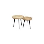 Tables basses gigognes rondes bois manguier massif et mtal noir (lot de 2) pyta