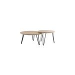 Tables basses gigognes rondes bois manguier massif, mtal noir (lot de 2) vibes