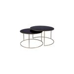 Tables basses gigognes rondes design mtal dor et verre noir (lot de 2) roxo