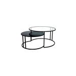 Tables basses gigognes rondes verre tremp et mtal noir tahl (lot de 2)