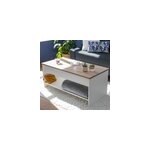Table basse avec plateau relevable blanche et bois hedda