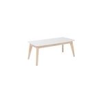 Table basse rectangulaire blanc et bois clair massif l105 cm leena