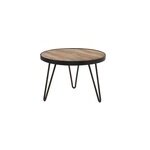 Table basse ronde bois manguier massif et m�tal noir d50 cm atelier