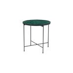 Table basse ronde en c�ramique vert fonc� et m�tal noir d50 cm kotta