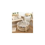 Table basse ronde en manguier et marbre