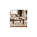 Table basse ronde en marbre et bois de manguier d86 cm - pauline