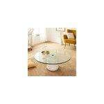 Table basse ronde en marbre et verre
