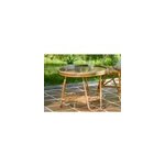 Table basse ronde en rotin avec plateau en verre - jardiline