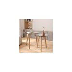 Tables basses rondes en verre et bois d'hva (lot de 2) - vnus