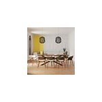 Table et chaises 8 personnes en cuir synthtique beige et bois - surdiman