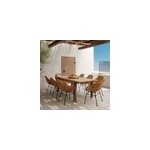 Table et chaises de jardin 8 personnes en bois, r�sine tress�e - carmela