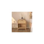 Table de chevet en bois massif, 1 porte et 1 niche - alata
