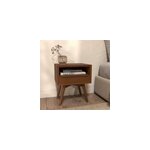 Table de chevet en bois de teck, 1 niche et 1 tiroir - waya