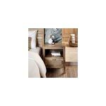 Table de chevet en cannage et bois, 1 tiroir et 1 niche - tiki