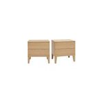 Tables de chevet avec rangements 2 tiroirs bois clair ch�ne (lot de 2) freddy