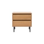 Table de chevet avec rangements 2 tiroirs finition bois clair ch�ne aragon