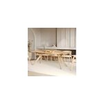 Table extensible en bois d'h�v�a massif clair 6 � 10 personnes - oli