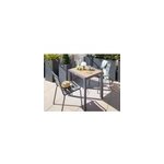 Table de jardin carr�e alu evasion 2 places effet bois - hesp�ride