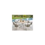 Table de jardin ronde alu acacia oriengo blanc - 8 places - hesp�ride