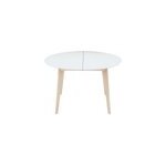 Table  manger ronde extensible blanc et bois l120 - 150 cm leena