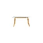 Table � manger en verre transparent et bois clair l160 cm bacco
