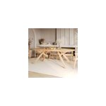 Table rectangulaire en bois d'h�v�a massif clair 8 personnes - merlin