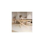 Table rectangulaire en bois d'h�v�a massif clair 8 personnes - robin