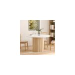 Table ronde 4 personnes en marbre blanc et bois de manguier d120 cm - agathe