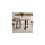Table ronde 6 personnes en bois d'acacia et m�tal 140 cm - moorea