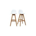 Tabourets de bar blanc et bois 65 cm (lot de 2) mini pauline