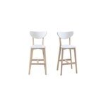 Tabourets de bar blanc et bois 75 cm (lot de 2) leena