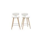 Tabourets de bar blanc et bois clair h69 cm (lot de 2) vasco