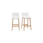 Tabourets de bar bois et blanc h65 cm (lot de 2) new surf