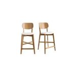 Tabourets de bar bois ch�ne et blanc h65 cm (lot de 2) lucia