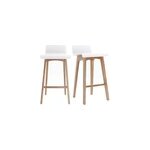 Tabourets de bar bois clair et blanc h65 cm (lot de 2) baltik