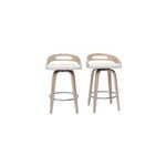 Tabourets de bar bois clair et polyur�thane blanc 65cm pivotant (lot de 2) mano