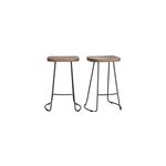 Tabourets de bar bois manguier massif et mtal 65 cm (lot de 2) runko