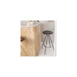Tabouret de bar en cuir gris et m�tal