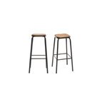 Tabourets de bar empilables noir et bois fonc� h77. 5 cm (lot de 2) memphis