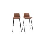 Tabourets de bar fixes marron aspect vieilli et m�tal noir h75 (lot de 2) harold