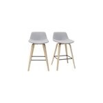 Tabourets de bar gris clair et bois h65 cm (lot de 2) nonie