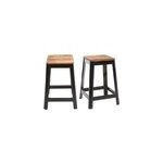 Tabourets de bar industriels en m�tal noir et bois h65 cm (lot de 2) nick
