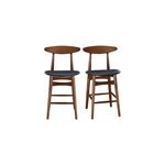 Tabouret de bar noyer et pu noir 65 cm (lot de 2) walford