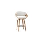 Tabouret de bar pivotant blanc et bois clair 65 cm bent