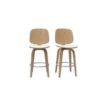 Tabourets de bar pivotants blancs et bois clair h66 cm (lot de 2) beck
