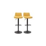 Tabourets de bar pivotants tissu effet velours jaune moutarde (lot de 2) boost