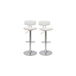 Tabourets de bar r�glables blanc et bois clair (lot de 2) vasco