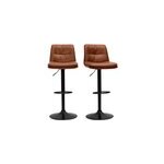 Tabourets de bar rglables marrons et mtal noir (lot de 2) zuck