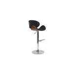 Tabouret de bar r�glable noir, bois fonc� et m�tal chrom� walnut